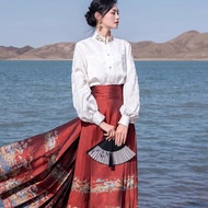 Pillow Mountain Sea [Silk Road] Dunhuang Printed Horse Face Skirt Autumn Winter Daily Gauze Forging Fashionable All-Match Hanfu Women