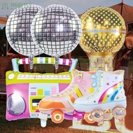 MAYWI 4/6pcs 4D Disco Air Ball, Hip Hop 4D Roller Skate Balloon Set, Inflatable Disco Ball 80s 90s R