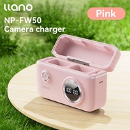 LLANO ที่ชาร์จกล้อง NP-FW50พอร์ตชาร์จคู่จอแสดงผลแอลอีดีพร้อมฟังก์ชั่นที่เก็บข้อมูล SD Card สำหรับ So