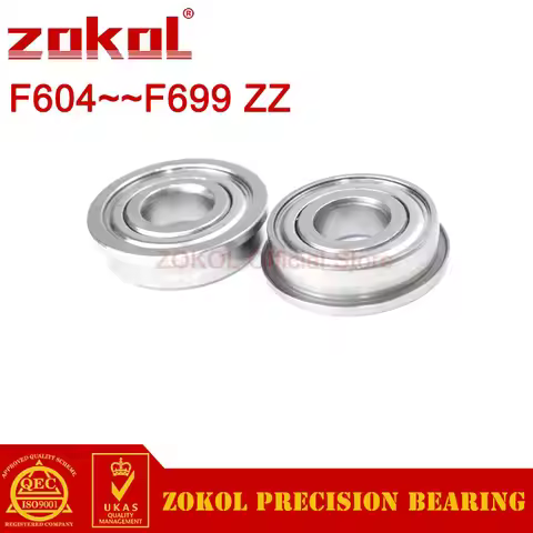 10Pcs/Lot F604 to F699 F60/62/63/68/69/2/3/4/5/6/7/8/9 RS ZZ Z Deep Groove Ball Flange Bearing ZOKOL