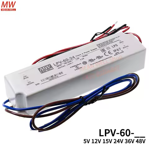 Original MEAN WELL 60W single output switching power supply LPV-60-12 LPV-60-24 LPV-60-48 LED waterp