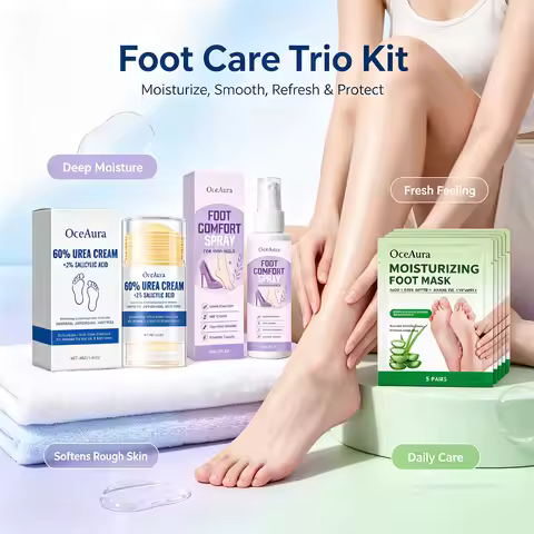 Foot Care Set 60% Urea Cream Cracked Heel Repair Aloe Vera Moisturizing Foot Mask Soothing Spray Rel