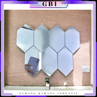 Gbi Tempered Glass Bathroom Toilet Decoration Mirror Wall Sticker Hexagonal Mini Anti-Shatter Hexagon Glass Sticker Paste Mirror Wall Decoration Sticker Acrylic Mirror