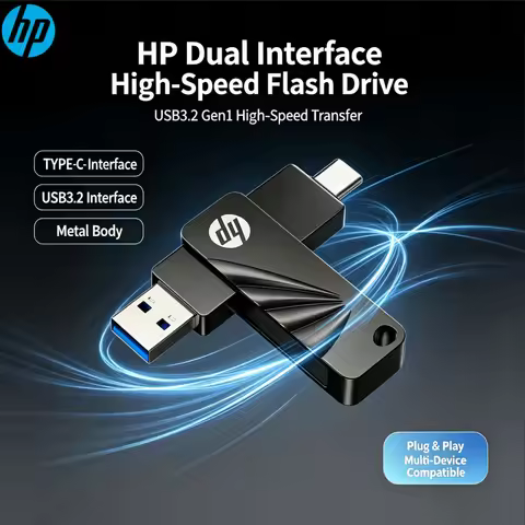 HP 762C USB Flash Drive 64GB 128GB 256GB Metal Dual Connector Type C USB 3.2 Memory Stick for Phone 