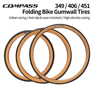 MEROCA WT Folding Bike Tyre 20 Inch Tan Wall Slick Tire 349 406 451 Size Compatible With Dahon Small