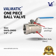 Valmatic One Piece Body Ball Valve DN8-DN50, Screwed End