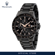 【2 Years Warranty】 Maserati Sfida 44mm Black Dial Mens Chronograph Quartz นาฬิกาข้อมือ R8873640011 W