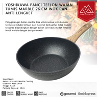 Yoshikawa CERAMIC PAN FRYING Wok FRY PAN MARBLE 26 CM FRYPAN