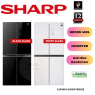 Sharp 4 DOOR MULTI DOOR SJFC489GK Black / 489GW White Multi Door Inverter Fridge Refrigerator 480L