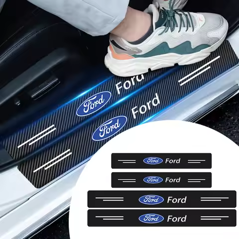 Car Styling Carbon Fiber Car Threshold Protection Sticker Auto Accessories Ford Fiesta Ranger Focus