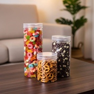 (time) 1PCS Plastic Paing Bottle PET Clear Empty Seal Bottle Circular Buet Storage Biscuit Jar Food 