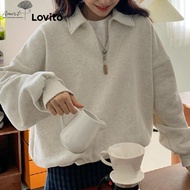 Women Casual Plain Zipper Sweatshirt - Lovito L102AD477