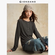 Giordano Slim-Fit Knitted Long-Sleeve T-Shirt with Henley Collar & Raglan Sleeves – Henley collar ca