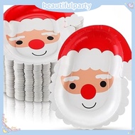 2026 Christmas Disposable Paper Plate Santa Claus Cute Christmas Party Desktop Decoration Disposable