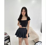 BestStore - Crop Top Jersey (38Cm) - Crop Crop Wanita - Crop Top Square Neck