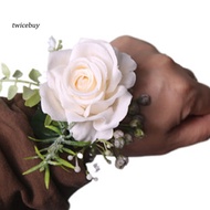 [TY] Wedding Wrist Corsage Rose Wrist Corsage White Rose Boutonniere and Wrist Corsage Set – Elegant