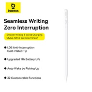 Baseus Smooth Writing 3 Wired Charging Stylus Pen 17H Extended Battery Capacity  Palm Rejection For 