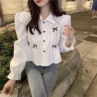 W & K - ZFS WOMEN'S CASUAL RIBBON Blouse NITA / CLEA Coquette RIBBON Blouse / Simple Outfit Cute Con