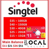 SingTel  Prepaid Main Account | Top Up | Data Plan Top Up