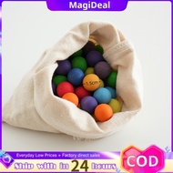 magideal 100 Pieces Early Childhood Wooden Balls with Drawstring Bag Matte Wooden Balls Learning Cou