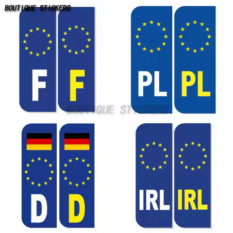 2 x IRELAND Euro Car Number Plate ใPoland Euro PL Badge ใ GERMAN ใFRANCE FRENCH Euro Car Number Plat
