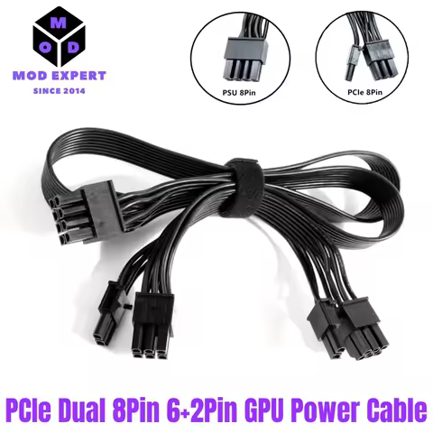 PCIe Dual 8Pin 6+2Pin with Pigtail 60+20CM 18AWG, GPU Power Cable for Corsair TX850M, TX750M, TX650M