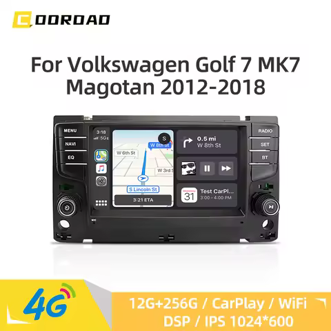 CarPlay Android 14.0 GPS Navigation Multimedia Player 4G WiFi RDS Car Radio for Volkswagen Golf 7 Pa