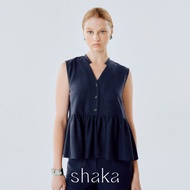 Shaka AW24 Corduroy V-neck Top เสื้อครอปแขนกุดทรงเอ คอวี (PURPLE) BL-8241011