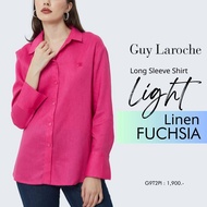 Guy Laroche เสื้อเชิ๊ตผู้หญิง ไลท์ ลินิน แขนยาว สีชมพูบานเย็น (G9T2PI)