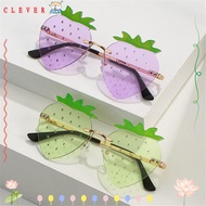 CLEVER Strawberry Sunglasses, Street Snap Halloween Costume Rimless Sun Glasses, Women Metal Y2K Sha