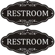 Neutral Restroom Signs -2 Pack, 7.9” x 4” Durable Hard Acrylic with Strong Adhesive Backing, Waterpr