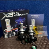 LAMPU LED HEADLAMP X3 MOBIL MOTOR H11 H4 H7 H3