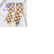 1set 3 Pairs Knitting Socks Crew Socks Winter Warm Thermal Socks Tartan 270x115x6mm