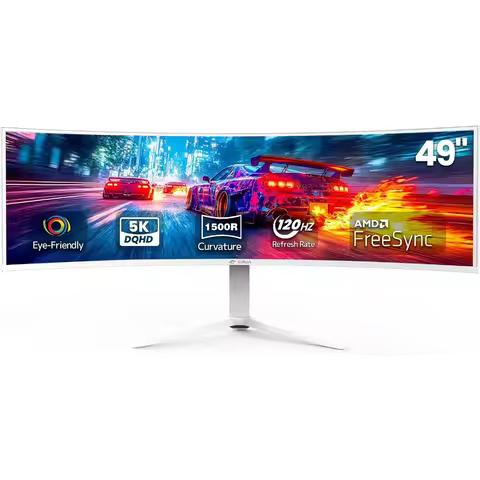 Quick Ship Local Warehouse 49 DQHD 120Hz Ultrawide Curved Gaming Monitor 1500R FreeSync White