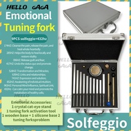 Solfeggio+432hz Tuning Fork Set with Tuning Fork Activator Cat's Eye Crystal Tuning Fork Support wit
