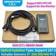 SZ USB-MPI DP PPI for Siemens S7-200/300/400 PLC Programming Cable PC Adapter USB A2 6GK1571-0BA00-0