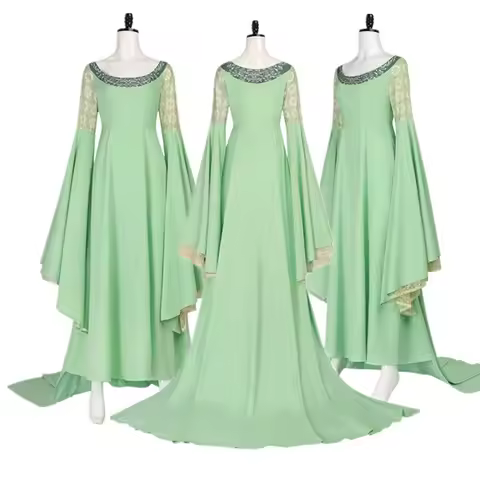 Fantasia Arwen Cosplay Dress Undomiel Costume Rings Roleplay Adult Women Dress Outfits Halloween Car
