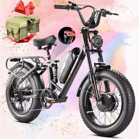 1500W Dual Motor Electric Bike for Adults 31Mph 7-Speed Ebike Removable 48V 15Ah Battery 20'' Fat Ti