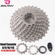 BOLANY Road Bike Cassette 8/9/10/11 Speed 11-25/28/32/36T Cassettes Ultralight Bicycle Freewheel Derailleur Cycling Acce
