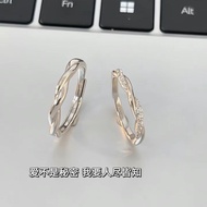 Ds925 Silver Lovely Cotton Couple Ring Niche Design High-End Opening Adjustable Ring Girlfriend Gift