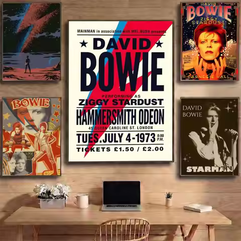 Classics Singer David Bowie Poster HD Waterproof Self-Adhesive Wall Art with Multi-Scene Compatibili