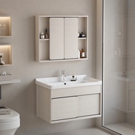 {Sg Sales}Vanity Cabinet Bathroom Cabinet Mirror Set Ceramic Integrated Light Luxury Stone Plate Wash Basin Counter Vanity Cabinet Bathroom Mirror Wash Basin Toilet Cabinet