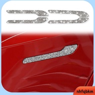 NHFQBKM ฝาครอบมือจับประตูคริสตัลส่องแสงเป็นประกายวิบวับพลอยเทียมขอบประตูสีเงิน8.27x1.10in รูปลอกที่ป้องกันอุปกรณ์เสริมรถยนต์แวววาวจับรถสติกเกอร์รูปลอกสำหรับ Tesla รุ่น3 /Y 4ชิ้น