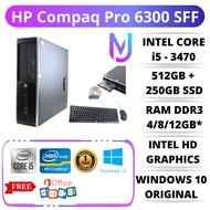 PC HP Compaq Pro 6300 SFF i5-3470 | 4GB Ram | 250GB + 512GB SATA SSD | DVDRW | Windows 10 | Free 16G
