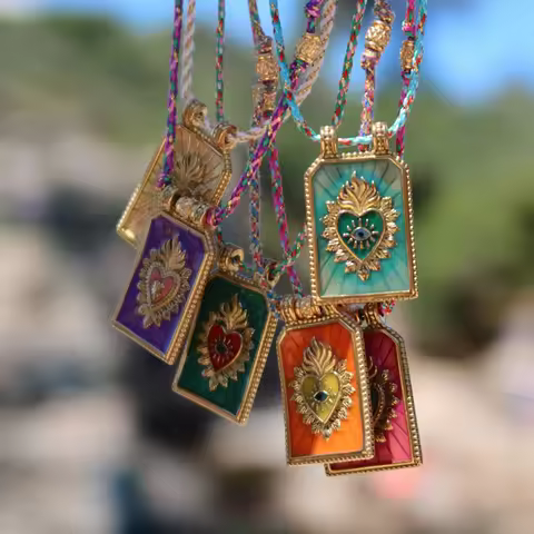 1 Piece Bohemian Fashionable Women's Necklace Colorful Love Tarot Card Pendant Necklace With Beads