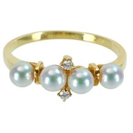 18K MIKIMOTO 珍珠鑽石戒指