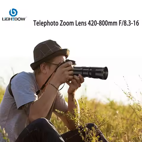 Lightdow 420-800mm f/8.3-f16 Manual Telephoto Zoom Lens for Canon EOS R1 80D T3 T4 T5i T6 Nikon Sony