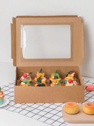5入/12入組帶透明展示窗的杯子蛋糕盒松餅盒，適用於生日會晚餐野餐甜點店禮品盒