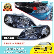 Honda Civic Ek 1999 Front HeadLamp Head Lamp Light Crystal Black 2Pcs