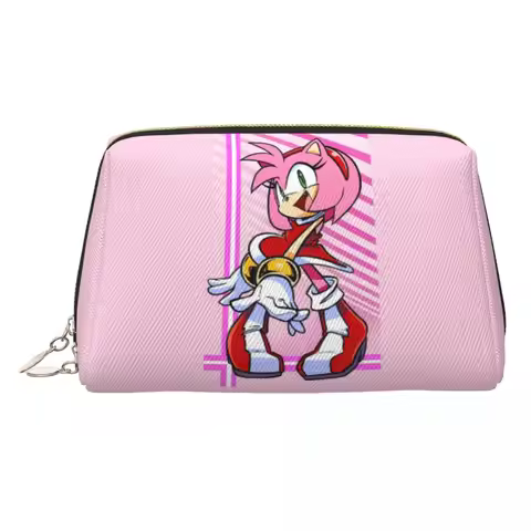 Amy Rose Sonic The Hedgehog Women Cosmetic Bag Travel Makeup Organizer Pouch Toiletry Storage Dopp K
